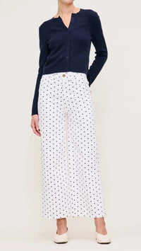 DL1961 Denim Hepburn High Rise Wide Leg 27" in Marine Dot