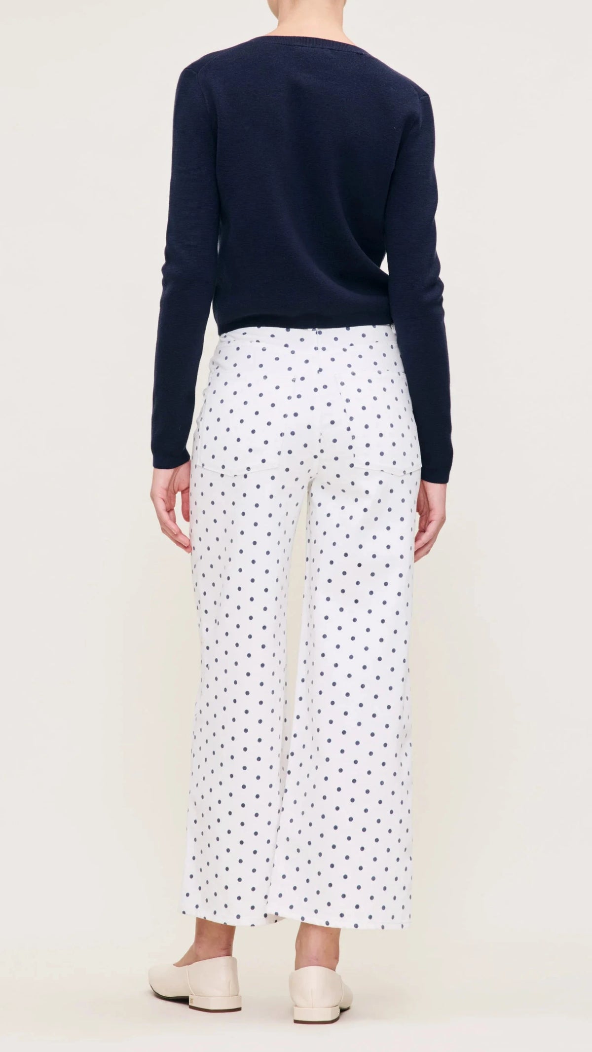 DL1961 Denim Hepburn High Rise Wide Leg 27" in Marine Dot