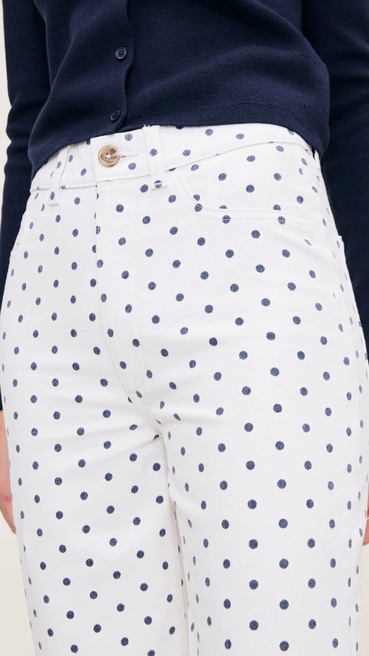 DL1961 Denim Hepburn High Rise Wide Leg 27" in Marine Dot