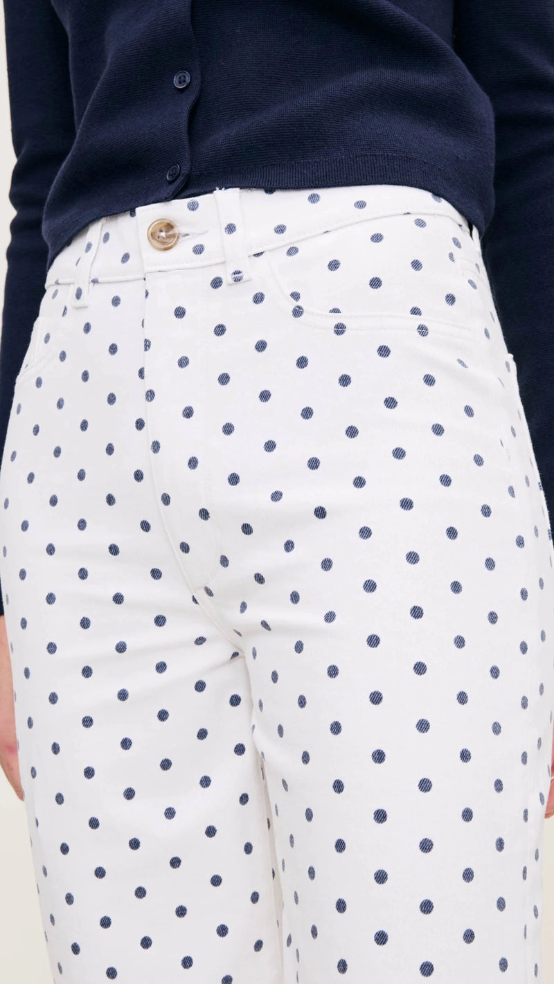 DL1961 Denim Hepburn High Rise Wide Leg 27" in Marine Dot