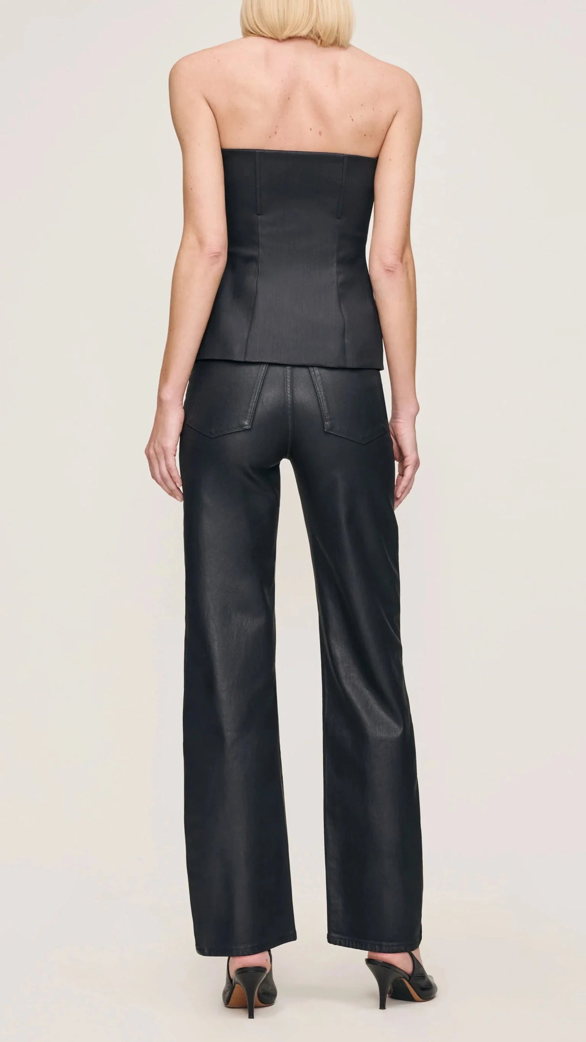 DL1961 Karmine Refined Coated Wide Leg in Black Coated