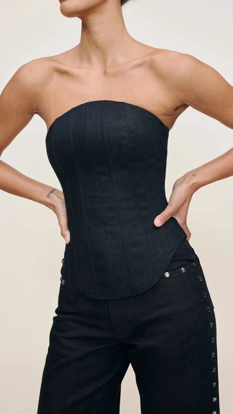 DL1961 Corset Strapless Top in Eternity