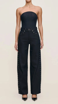 DL1961 Kaylen High Rise Embellished Soft Curve 32" in Eternity