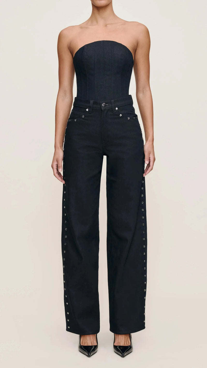 DL1961 Kaylen High Rise Embellished Soft Curve 32" in Eternity