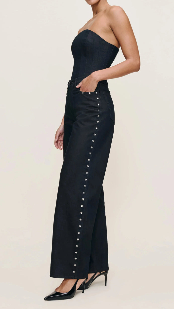 DL1961 Kaylen High Rise Embellished Soft Curve 32" in Eternity