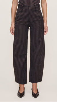 DL1961 Miro High Rise Barrel 28" in Brown/Blue Pinstripe