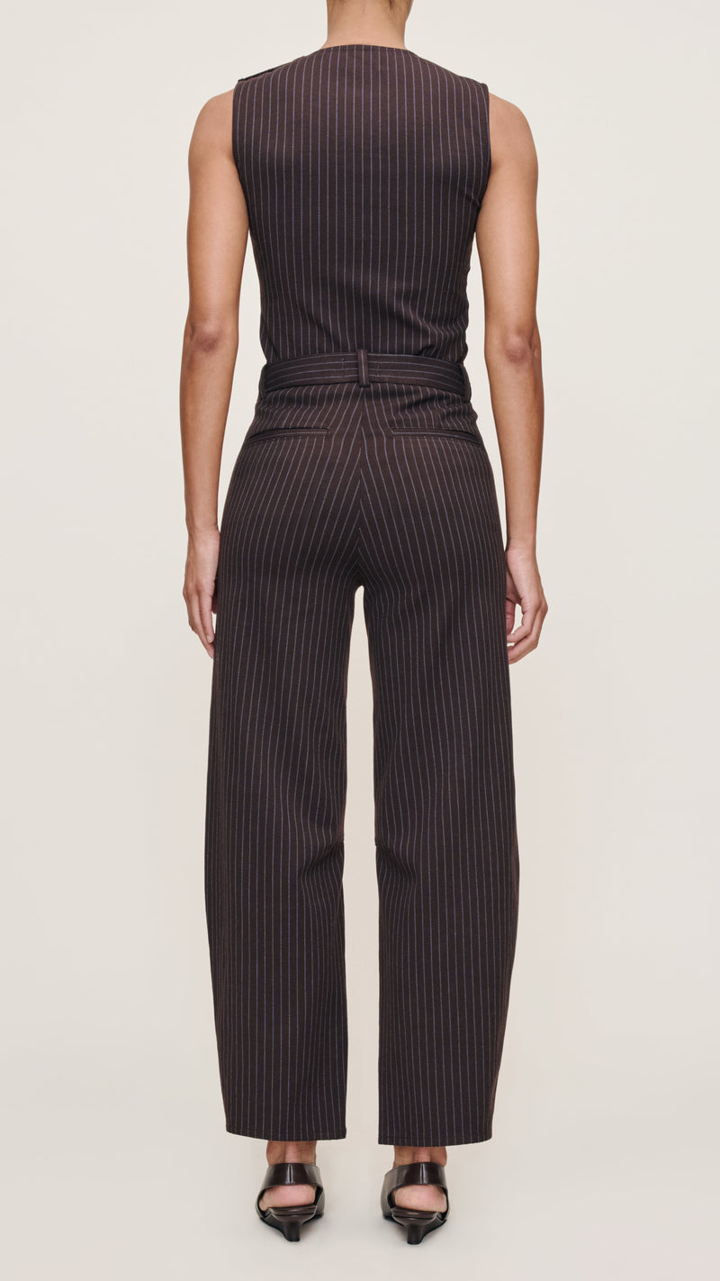 DL1961 Tailored Top in Brown/Blue Pinstripe