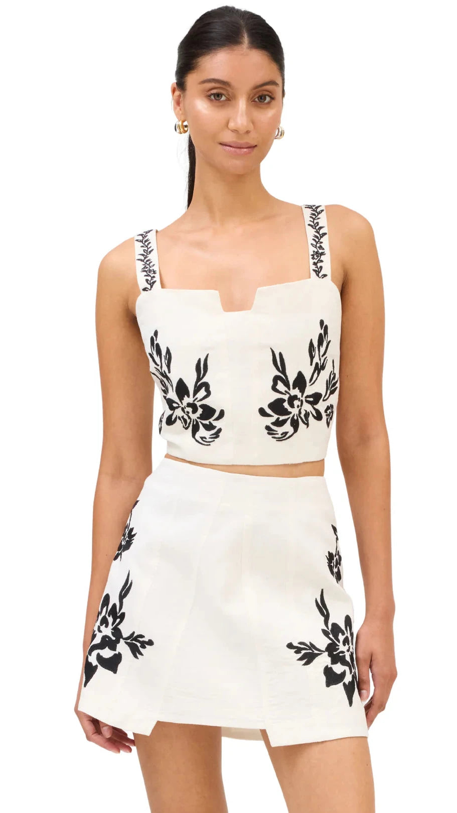 Allison New York Embroidered Colette Tank in Ivory/Black Suite 201 Allison New York Embroidered Colette Tank in Ivory/Black Suite 201