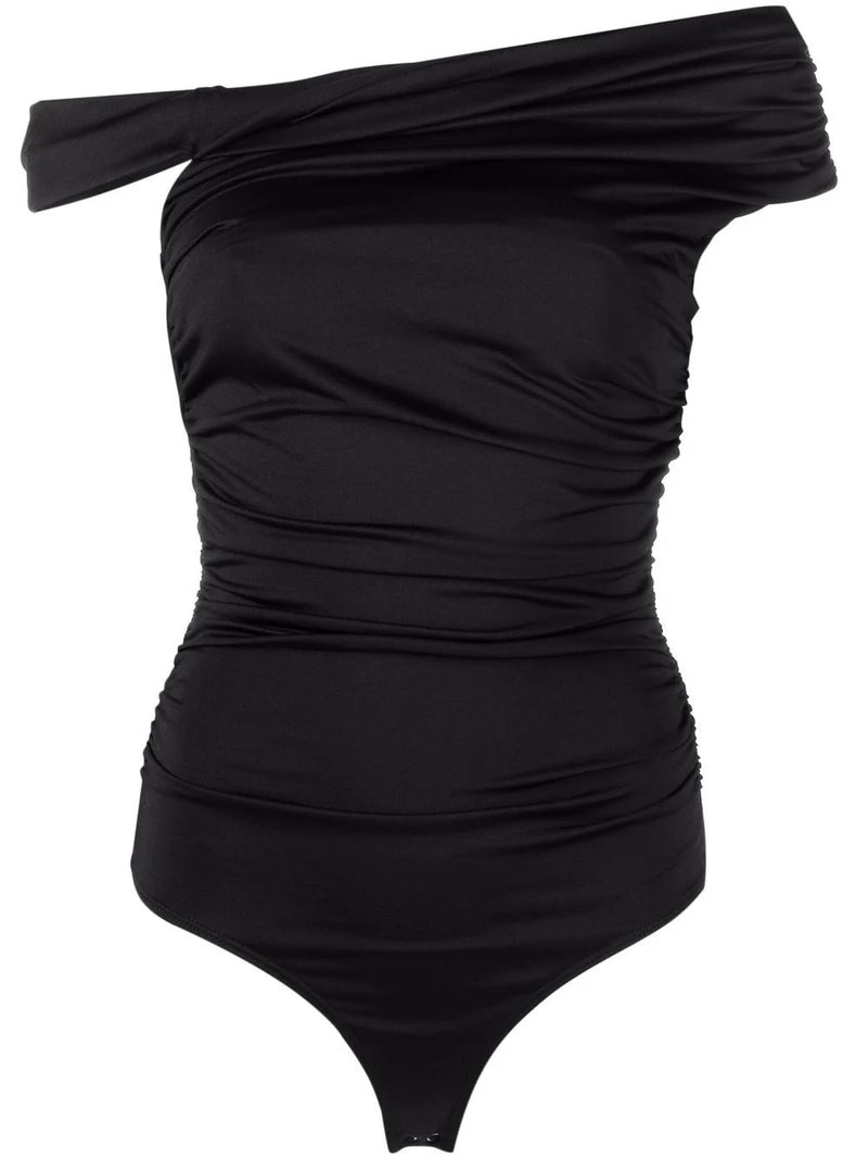 AGOLDE Denim Hilma One Shoulder Bodysuit in Black