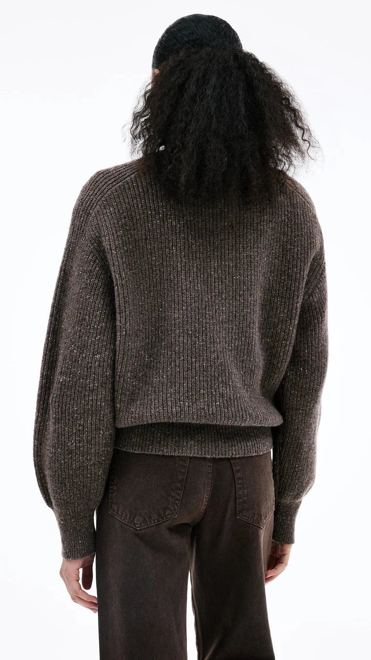 SLVRLAKE Florence Cinch Crew Sweater in Walnut