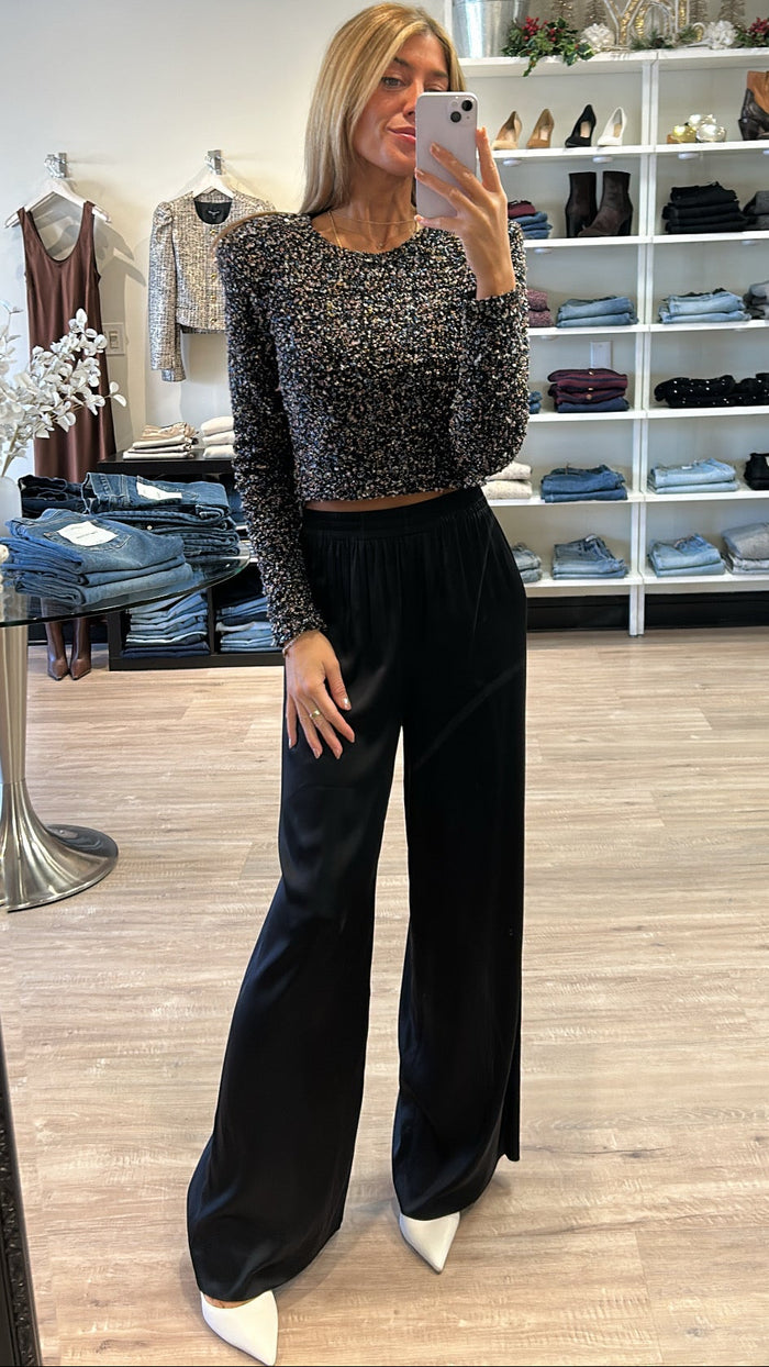 Allison New York Rory Sequin Top in Black Multi