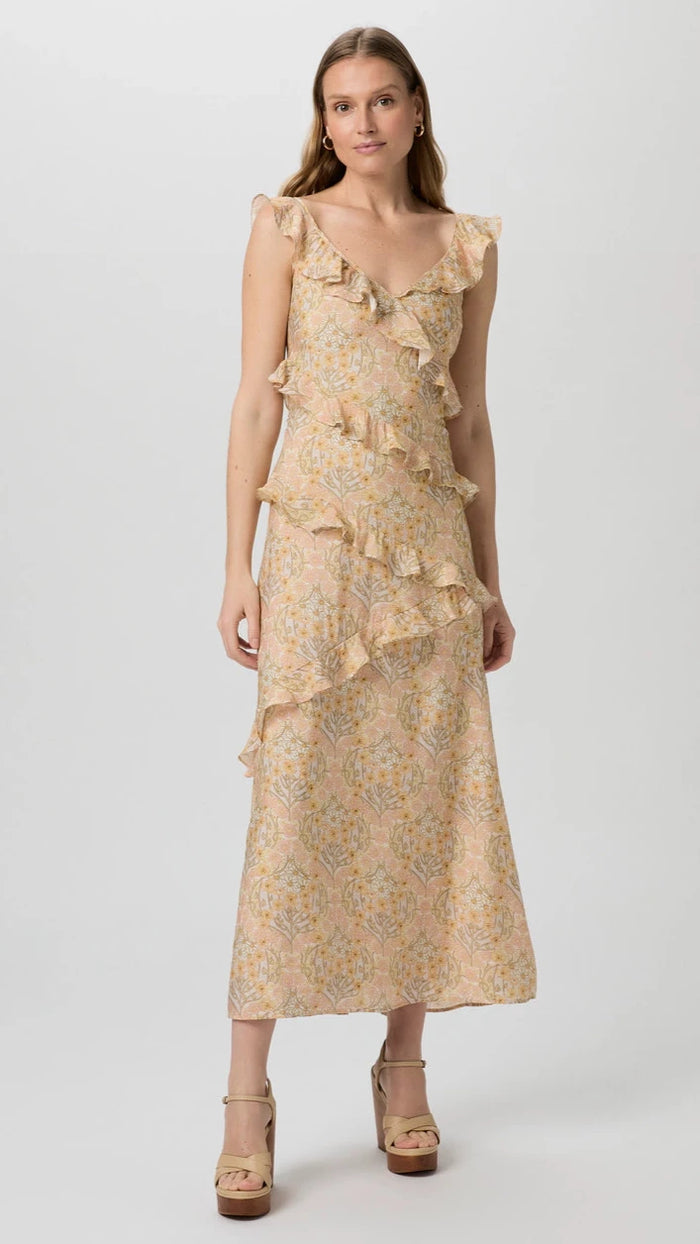 Paige Denim Calabasas Ruffle Maxi Dress in Crystal Multi