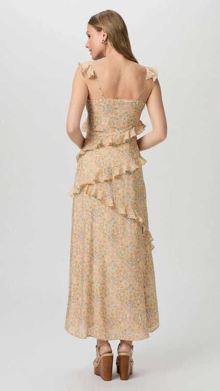 Paige Denim Calabasas Ruffle Maxi Dress in Crystal Multi