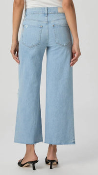 Paige Denim Sasha Ankle Raw Hem High Rise Ankle Wide Leg in Maeve