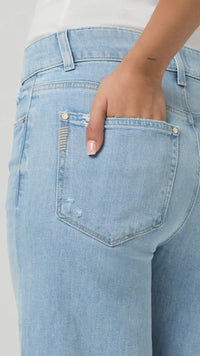 Paige Denim Sasha Ankle Raw Hem High Rise Ankle Wide Leg in Maeve