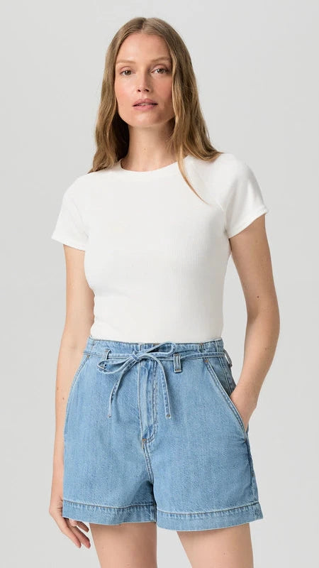 Paige Anessa Tie Waist Denim Short in Tranquility