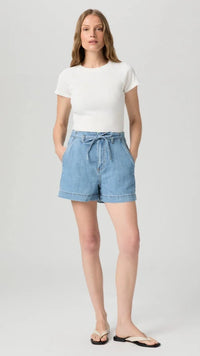 Paige Anessa Tie Waist Denim Short in Tranquility