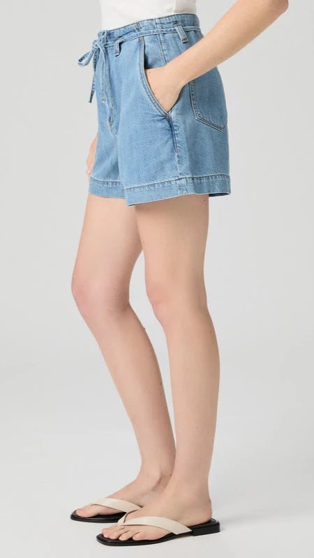 Paige Anessa Tie Waist Denim Short in Tranquility