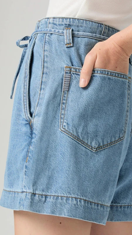 Paige Anessa Tie Waist Denim Short in Tranquility