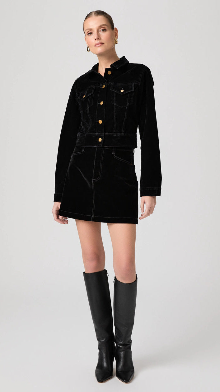 Paige Jannelle Velvet Mini Skirt in Onyx Rich Velvet