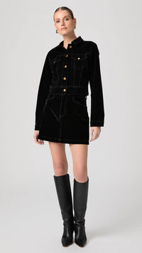 Paige Jannelle Velvet Mini Skirt in Onyx Rich Velvet