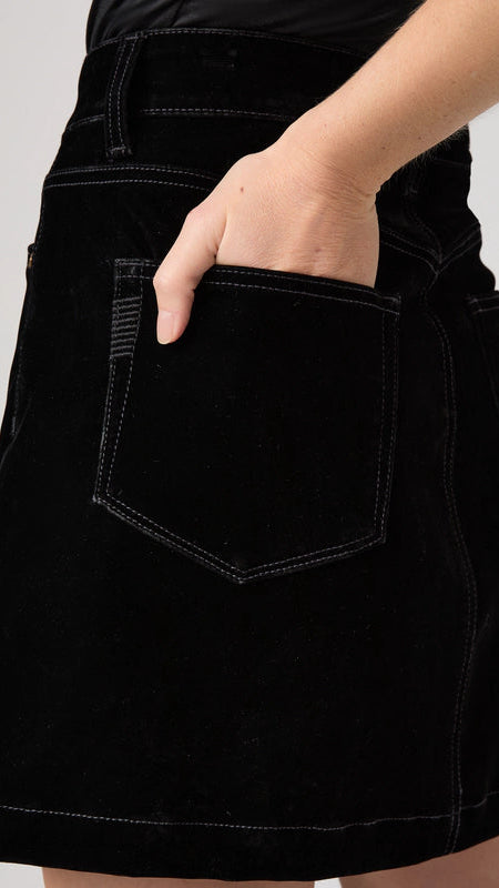 Paige Jannelle Velvet Mini Skirt in Onyx Rich Velvet