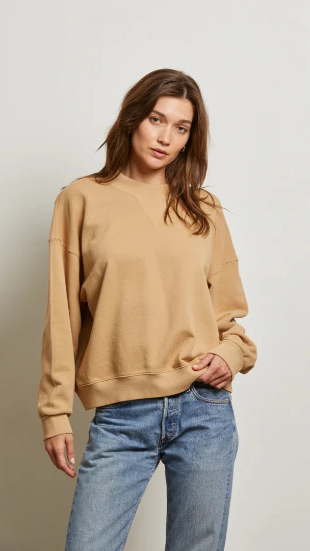Perfect White Tee Blake Crew Neck Sweatshirt in Suede