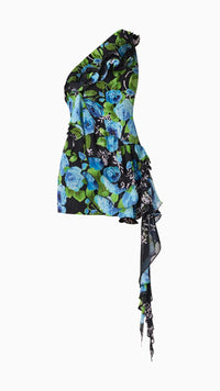 Elliatt Briony One Shoulder Mini Dress in Black Floral Multi