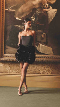Elliatt Asher Strapless Flower Mini Dress in Black