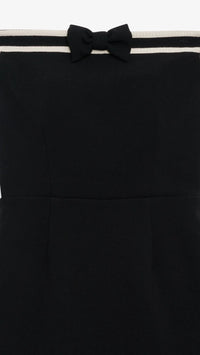 For Love & Lemons Josie Strapless Bow Mini Dress in Black/White