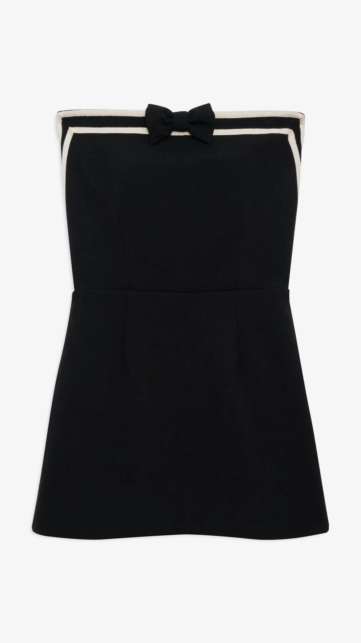 For Love & Lemons Josie Strapless Bow Mini Dress in Black/White