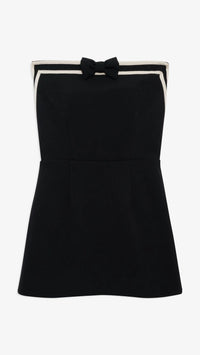 For Love & Lemons Josie Strapless Bow Mini Dress in Black/White