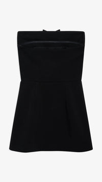 For Love & Lemons Josie Strapless Bow Mini Dress in Black/White