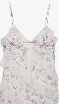 For Love & Lemons Debby Ruffled Maxi Dress in White
