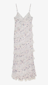 For Love & Lemons Debby Ruffled Maxi Dress in White