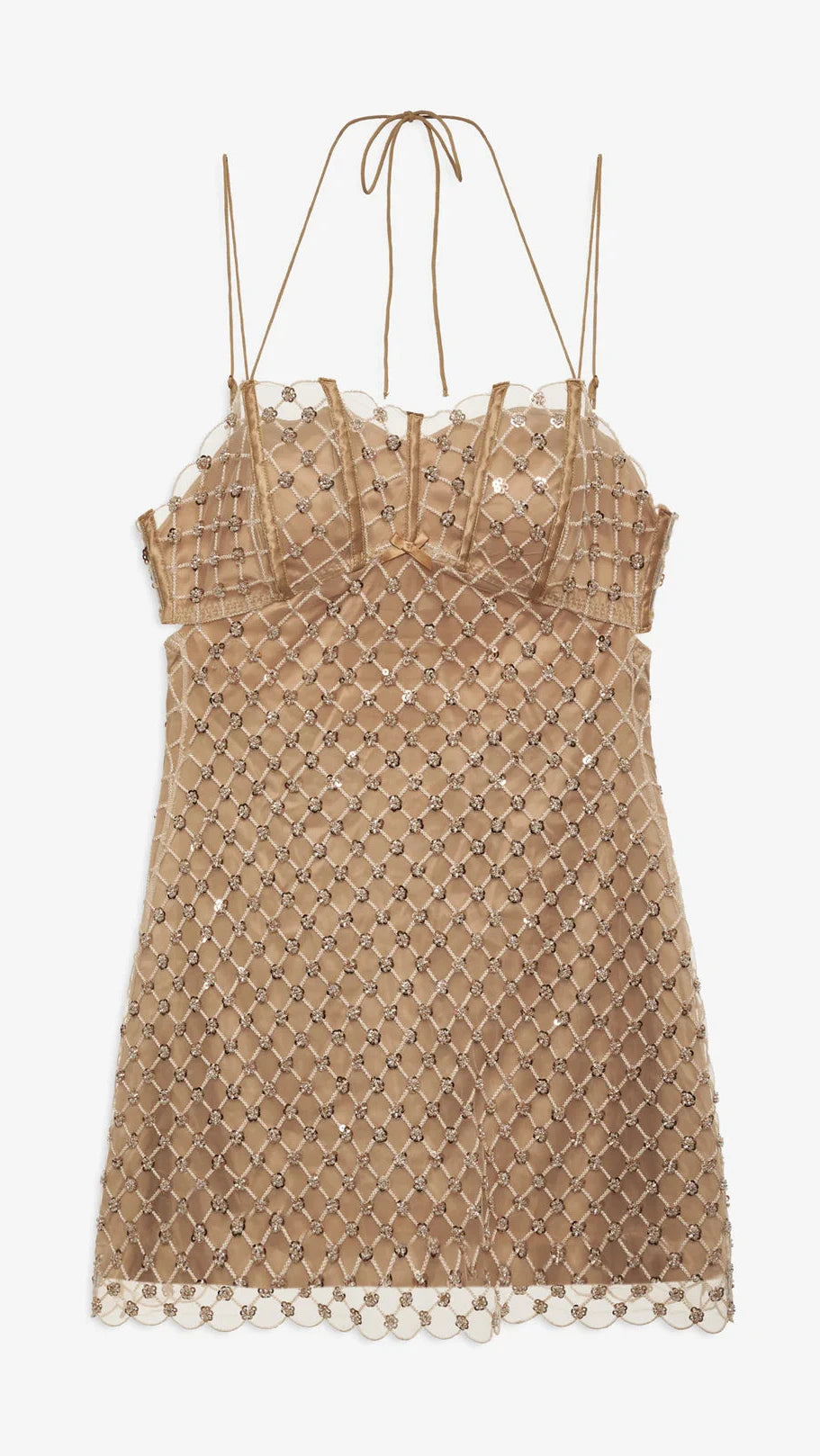 For Love & Lemons Dazzle Me Slip Dress in Gold