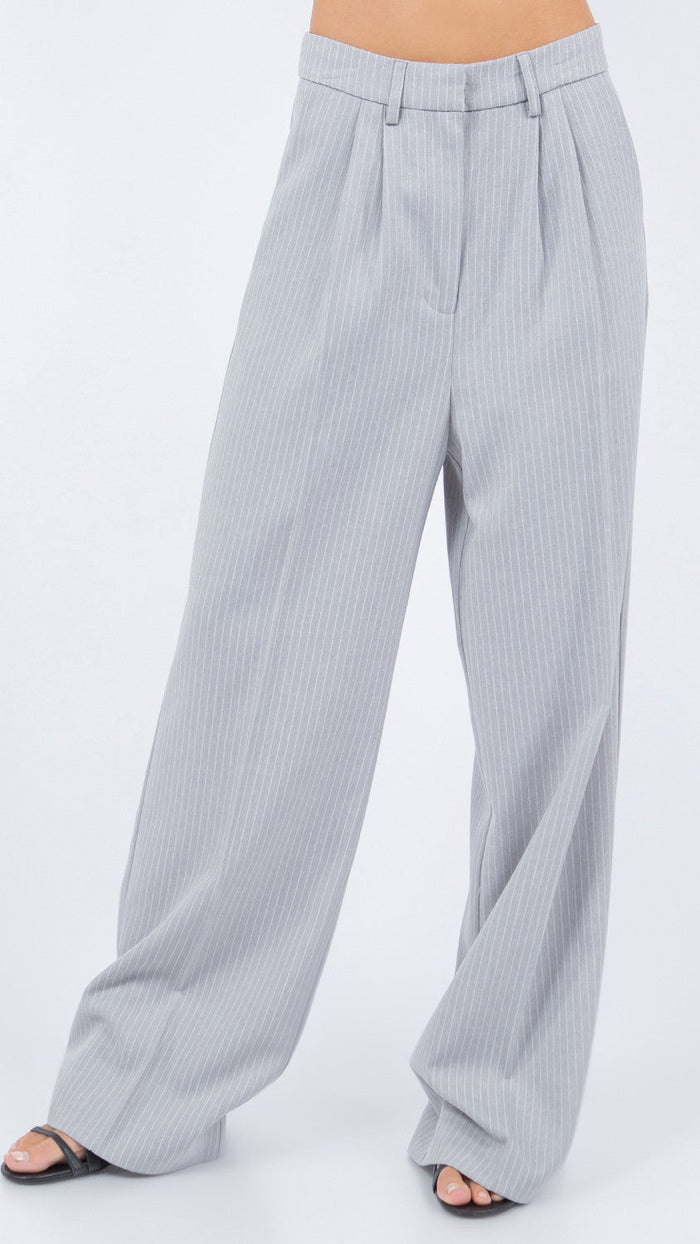 Suite201 Pinstripe Trousers in Grey