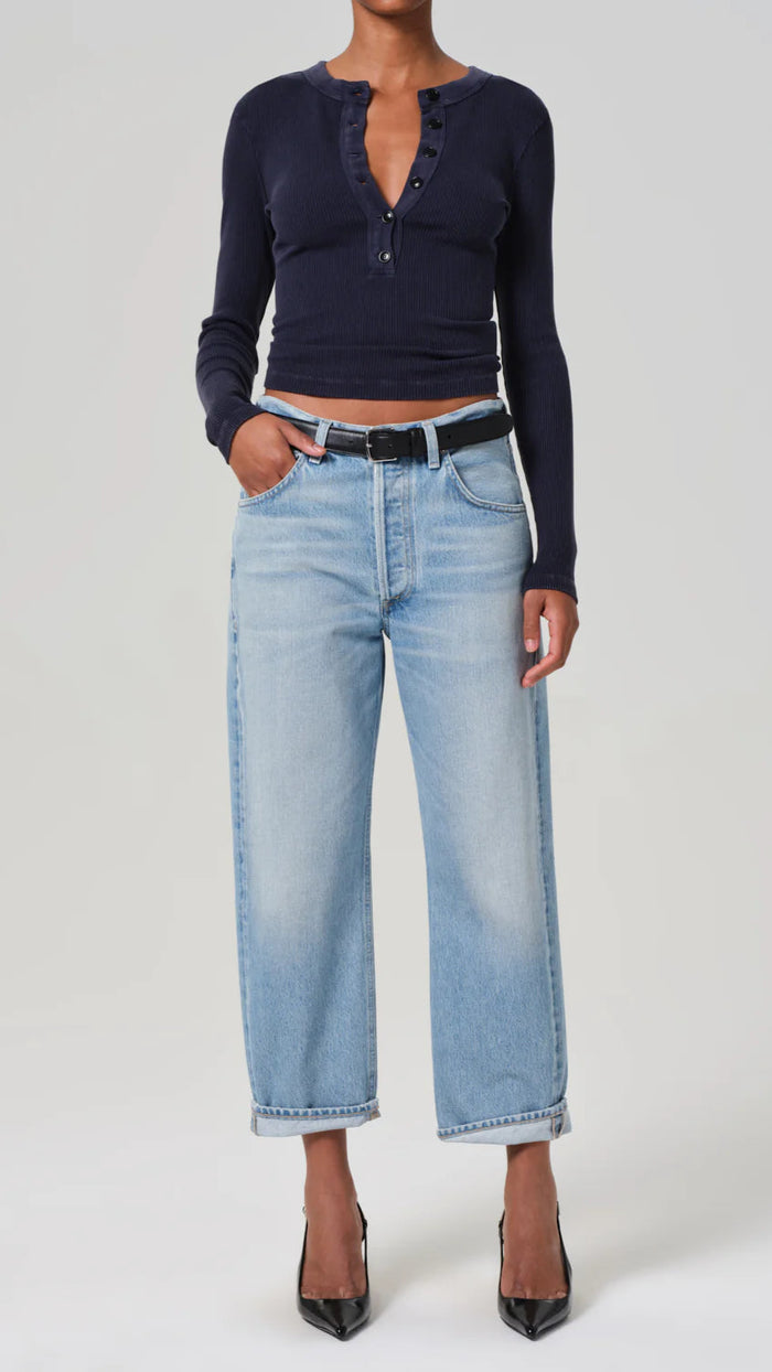 Citizens of Humanity Dahlia Bow Leg Baby Roll Jeans in Ribbon