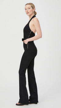 Paige Denim Manhattan Halter Jumpsuit in Black Shadow