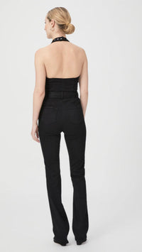 Paige Denim Manhattan Halter Jumpsuit in Black Shadow