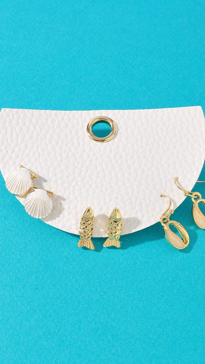 Suite201 Seashell & Fish Earring Trio