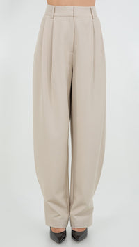 Suite201 Pleated Trousers with Tapered Leg in Beige