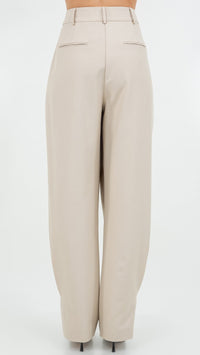 Suite201 Pleated Trousers with Tapered Leg in Beige