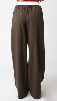 Olivaceous Drawstring Track Pants in Truffle/White
