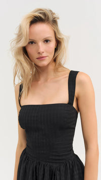 For Love & Lemons Ginny Gingham Mini Dress in Black