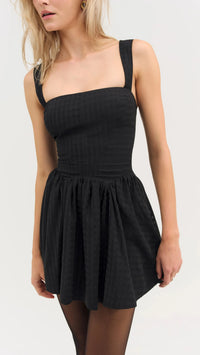 For Love & Lemons Ginny Gingham Mini Dress in Black