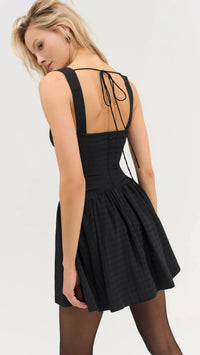 For Love & Lemons Ginny Gingham Mini Dress in Black