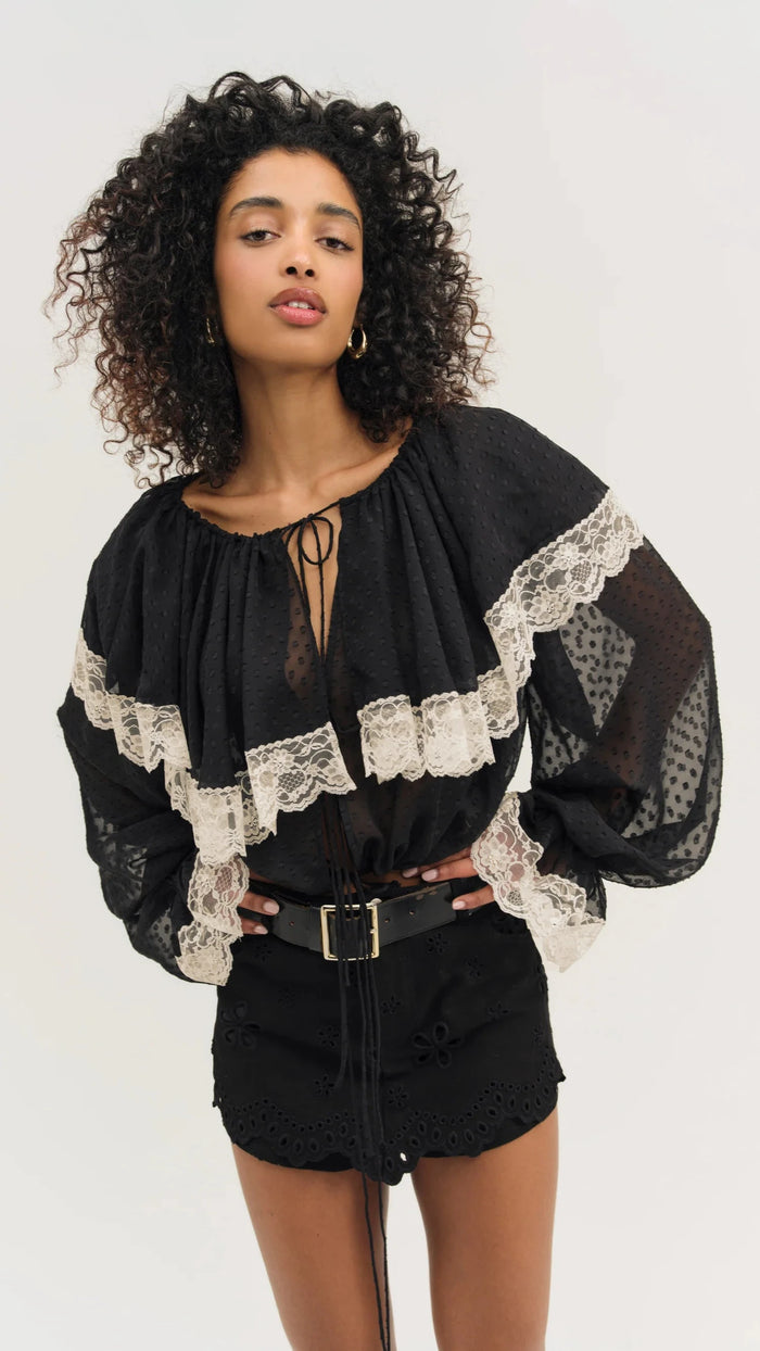 For Love & Lemons June Top in Black/White