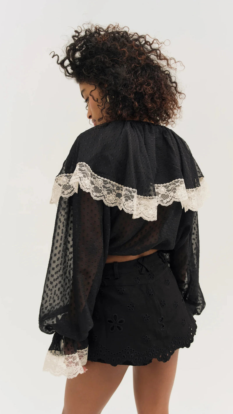 For Love & Lemons June Top in Black/White