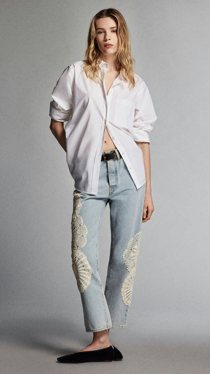 Frame Denim The Crochet High Rise Vertical Crop in Wisp